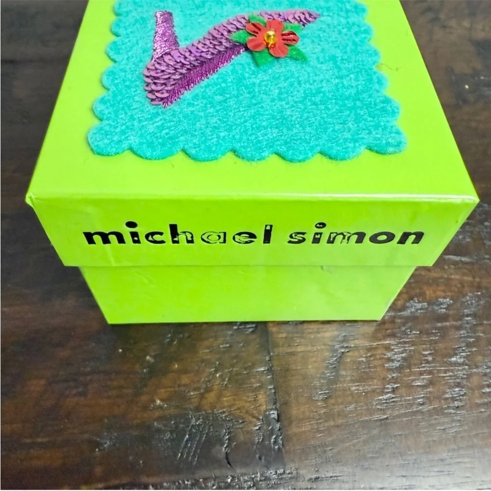 Michael Simon Santa High Heel Shoe Ornament RARE Hand Sewn Beaded New in Box